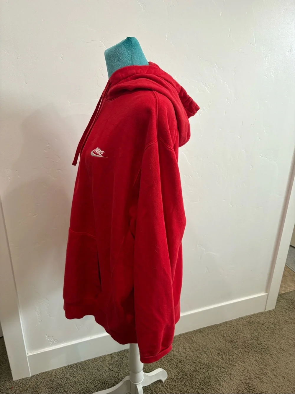 Nike Red Pullover Hoodie with White Logo Size XL
